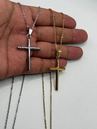 corrente 60cm com pingente cruz lisa