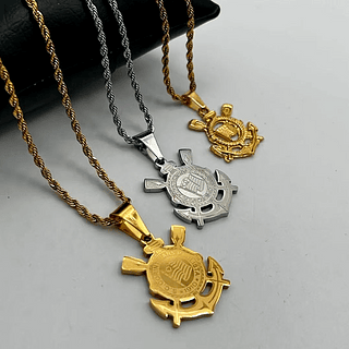 corrente 60cm 2.4mm com pingente corinthias