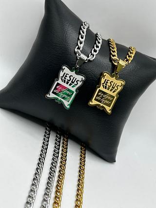 corrente 60cm 4mm com pingente jesus